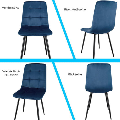 Esszimmerstühle 6er Set, Dunkelblau, Gepolstert & Ergonomisch