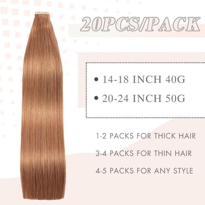 Echthaar Tape Extensions 60cm Auburn Ginger