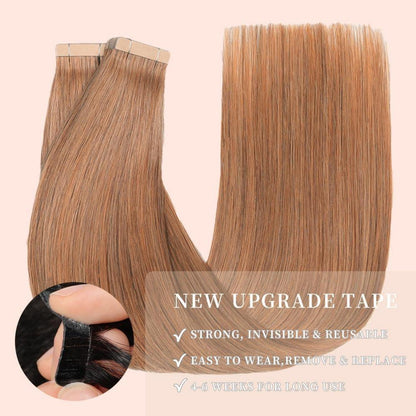 Echthaar Tape Extensions 60cm Auburn Ginger