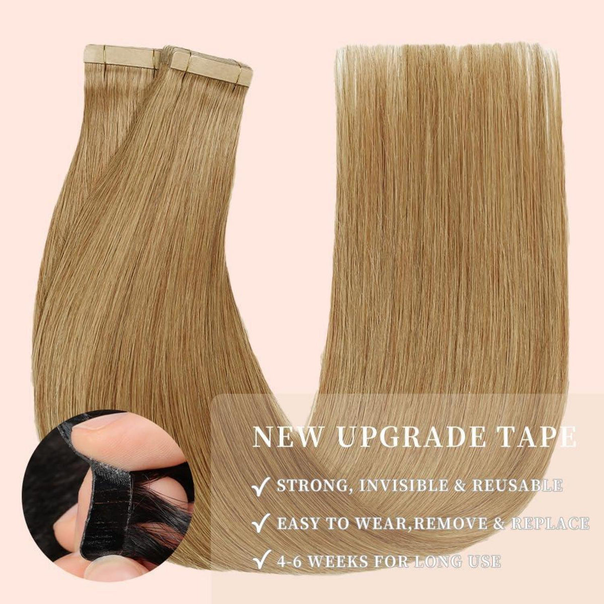 Echthaar Tape Extensions 60cm (24 Zoll) Gerade
