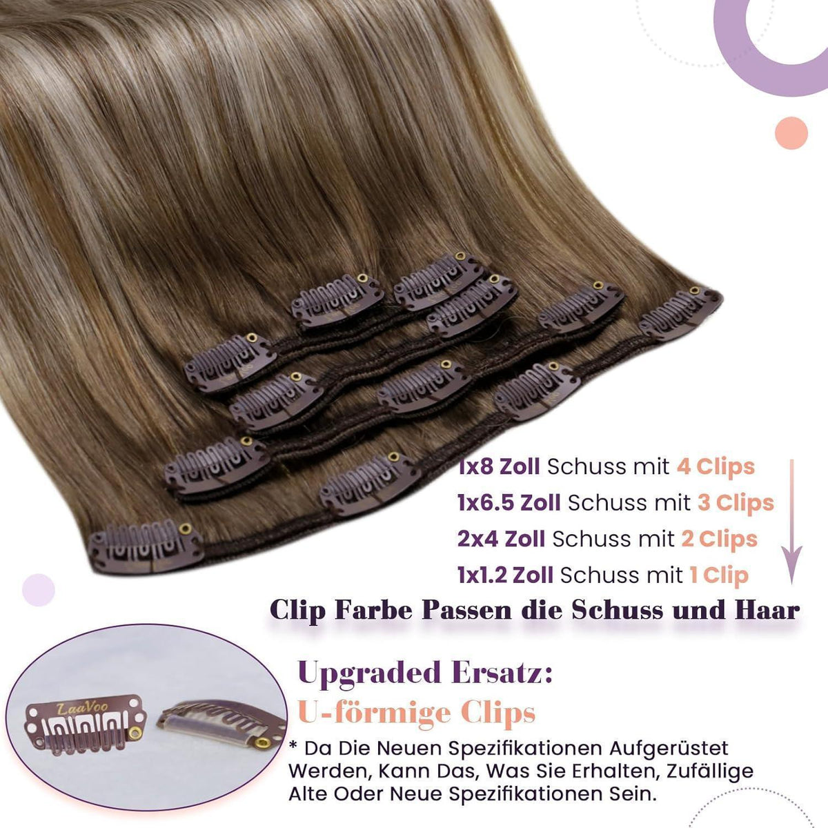 Echthaar Clip-In Extensions 45cm #8/60/8 – Volumenset