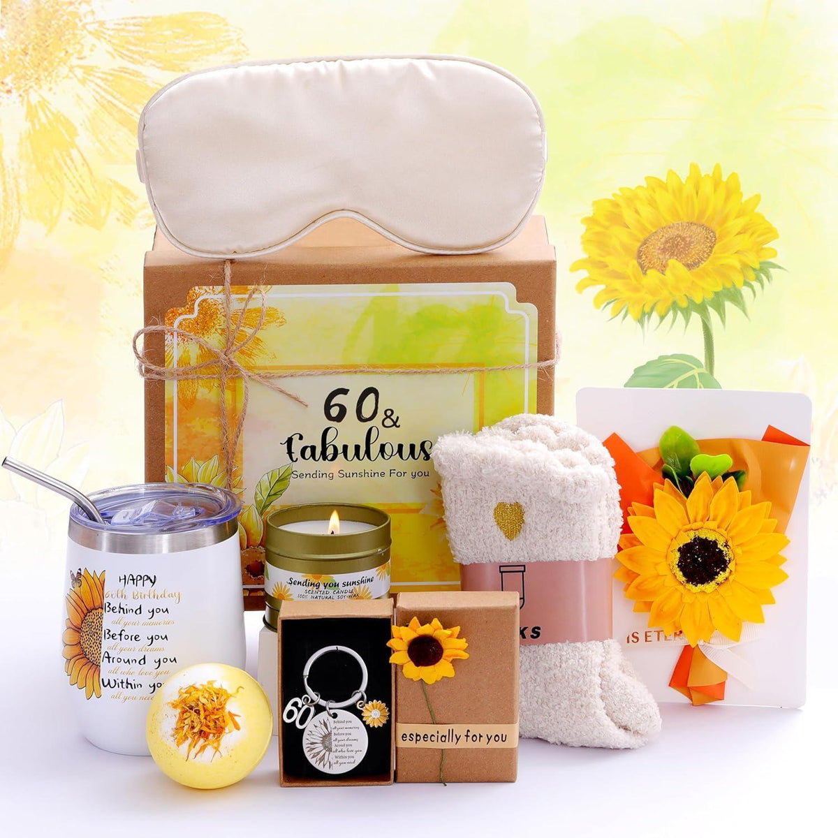 Geschenkbox 60. Geburtstag Sonnenblume für Frauen & Mädchen