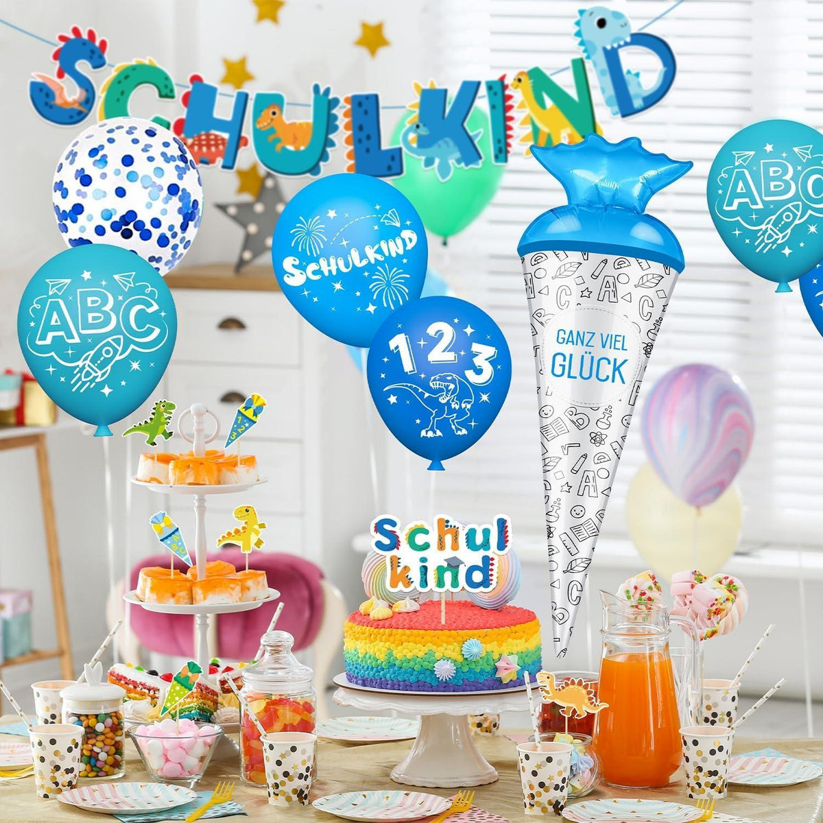 Dino Einschulung Deko Junge Mädchen Schulanfang Banner Girlande