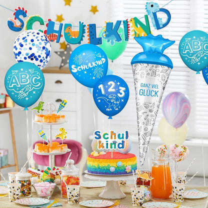 Dino Einschulung Deko Junge Mädchen Schulanfang Banner Girlande