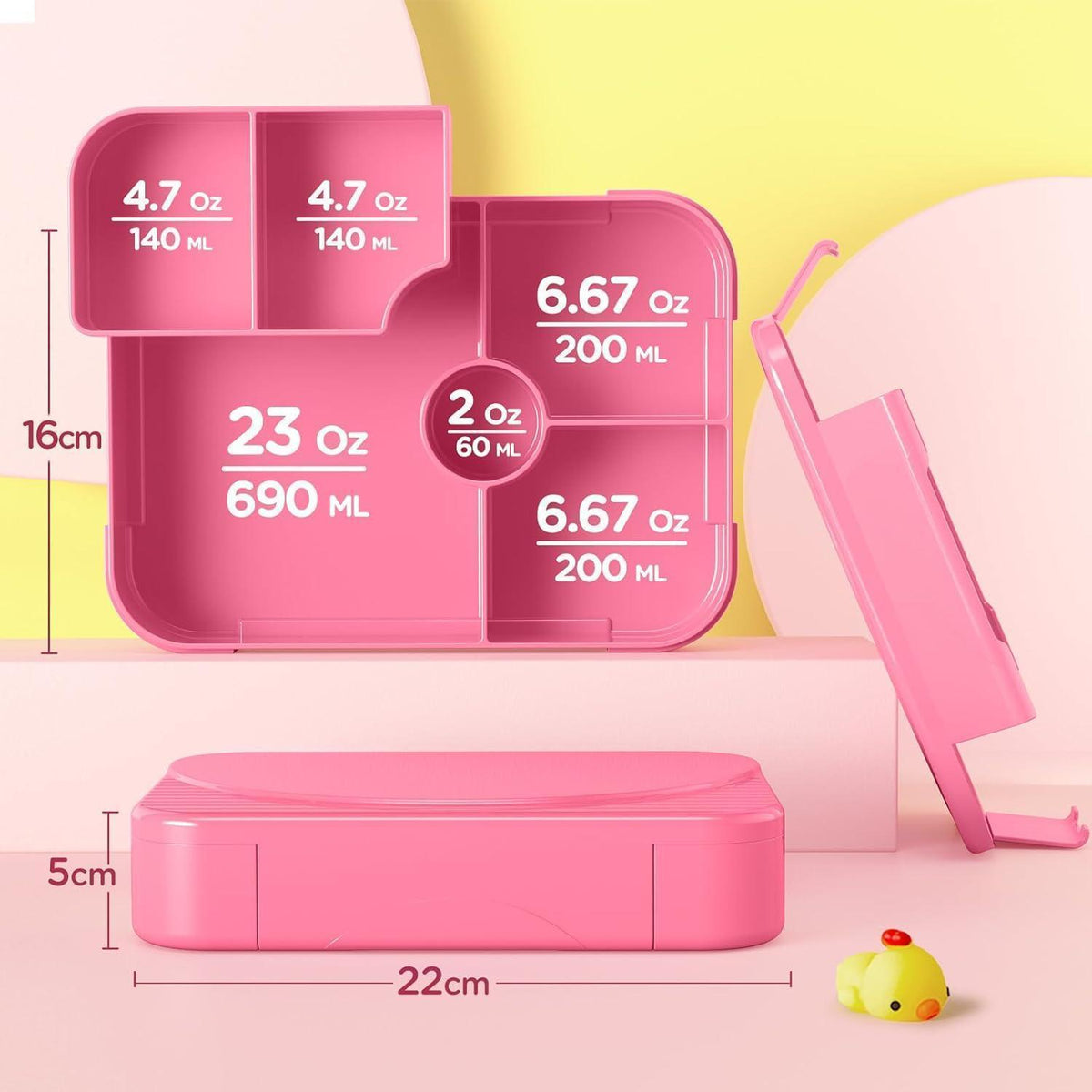 Brotdose Kinder mit Fächern – Auslaufsicher & Rosa