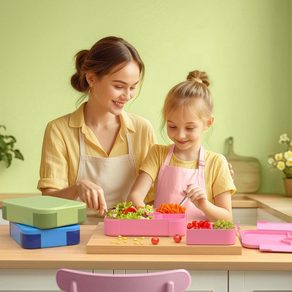 Brotdose Kinder mit Fächern – Auslaufsicher & Rosa