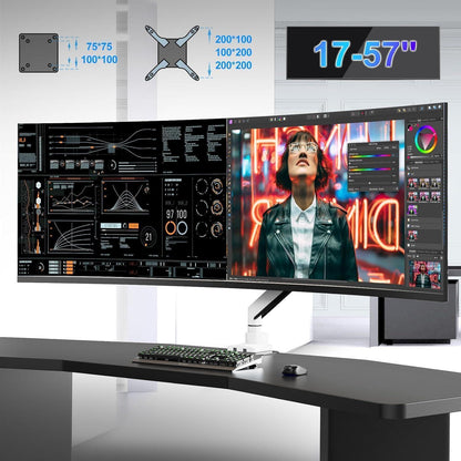 Monitorarm Gasfeder für 17-57 Zoll – Premium Aluminium, Weiß