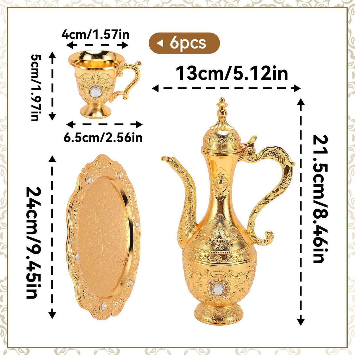 Türkischer Teeservice mit Teekanne & Tablett – Vintage Set