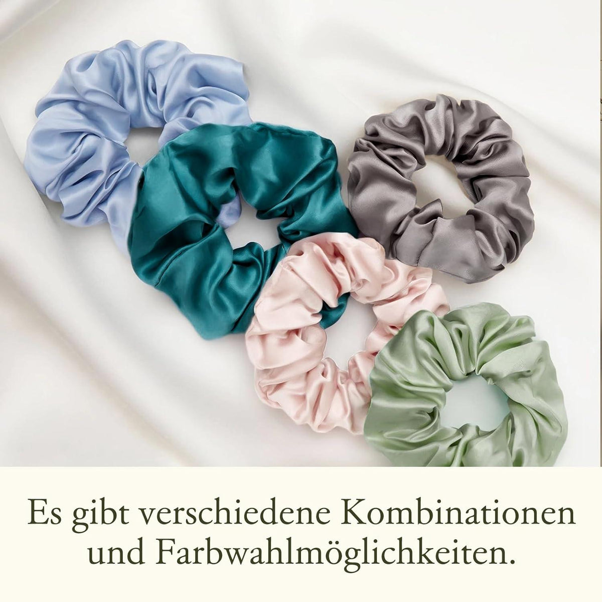 LILYSILK 100% Seide Haargummis Damen Pferdeschwanzhalter 2er Pack Altrosa Avocado Grün
