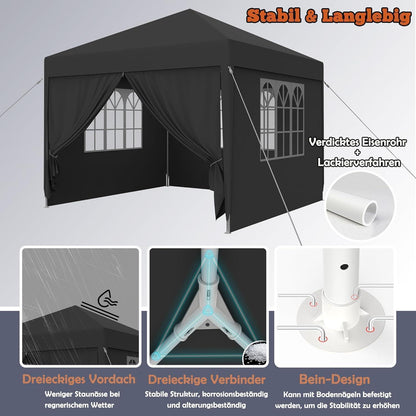 3x6m Pavillon Wasserdicht & Stabil – Garten- & Partyzelt Anthrazit