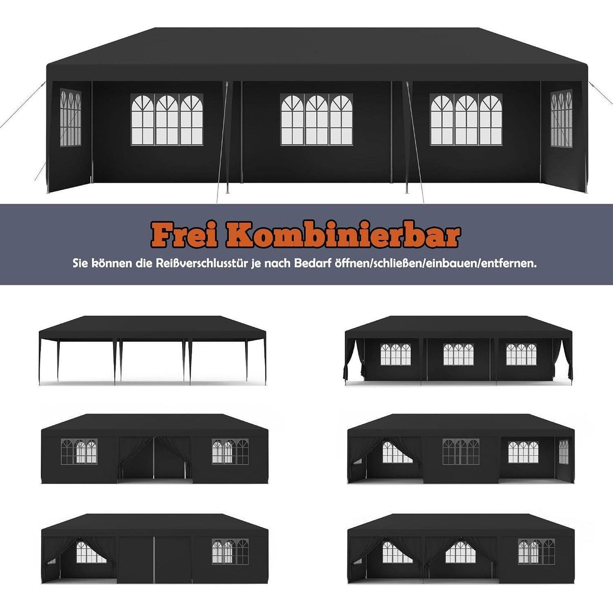 3x6m Pavillon Wasserdicht & Stabil – Garten- & Partyzelt Anthrazit