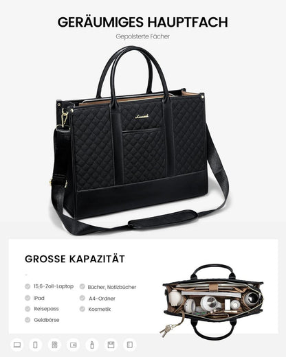 Wasserdichte Laptoptasche Damen 15,6 Zoll Schwarz