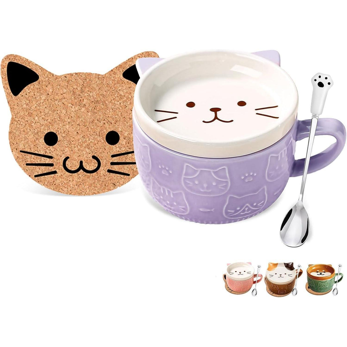 Kawaii Katzen Kaffeetasse mit Deckel – Süßes Geschenk für Frauen