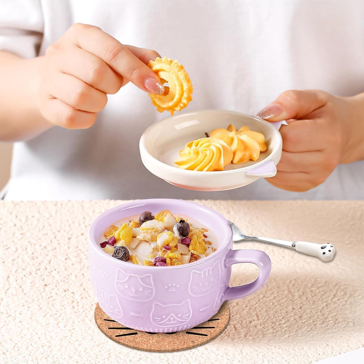 Kawaii Katzen Kaffeetasse mit Deckel – Süßes Geschenk für Frauen