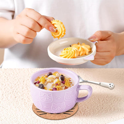 Kawaii Katzen Kaffeetasse mit Deckel – Süßes Geschenk für Frauen