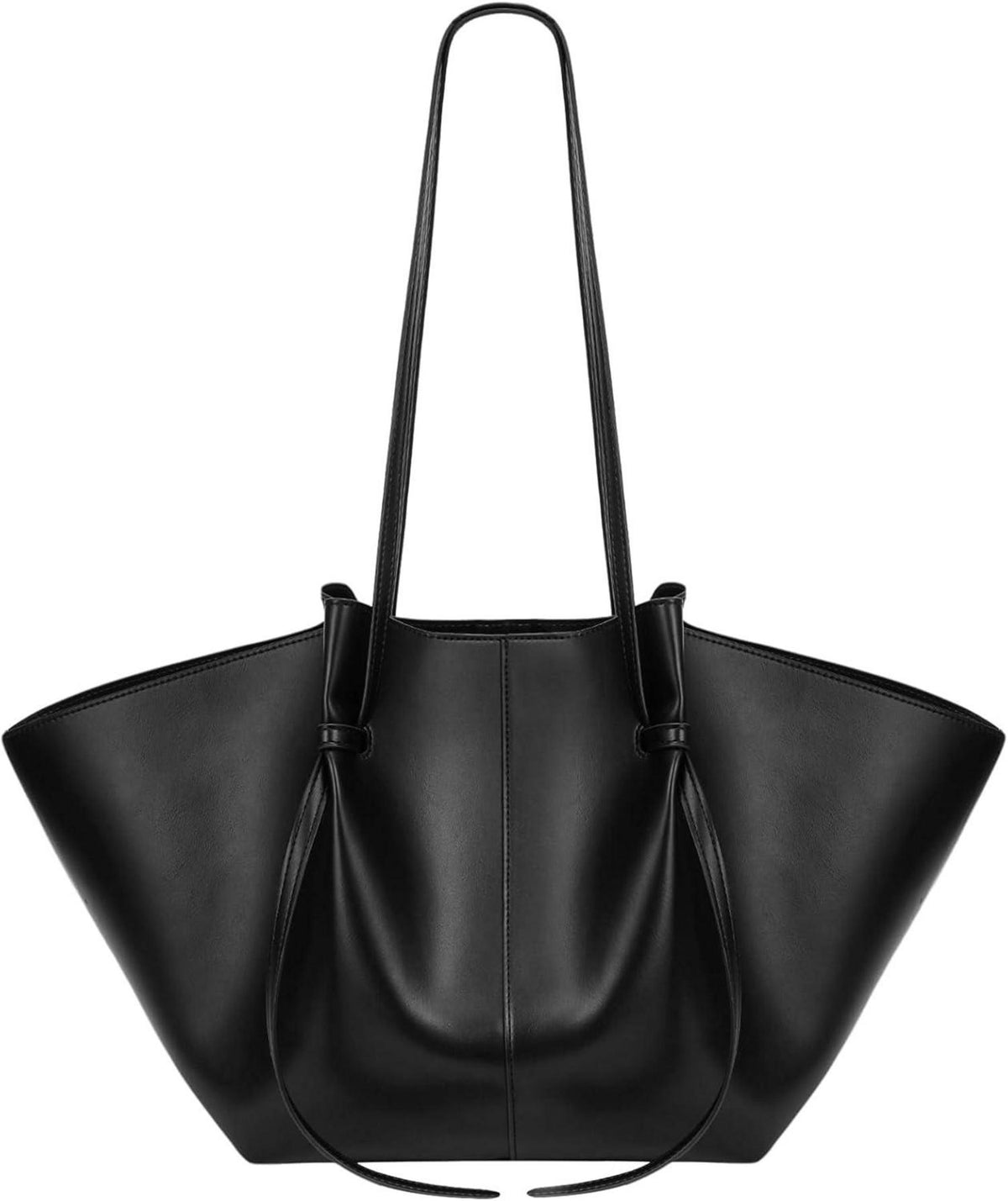 Schwarze Kunstleder Tote Bag mit Verstellbarem Schultergurt