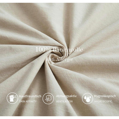 Renforce Baumwoll Bettwäsche Set Beige 135x200cm + 80x80cm