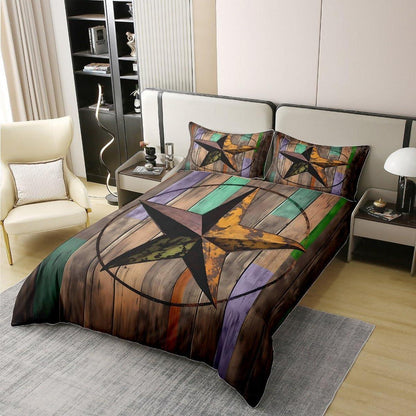 Rustikale Baumwoll Bettwäsche Set 220x240cm – Vintage Sternenmuster