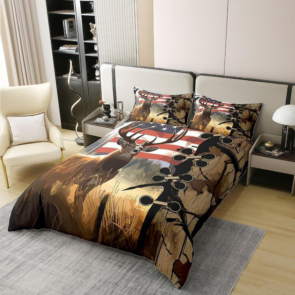 Baumwoll Bettwäsche Set Hirsch Motiv 200x200 cm