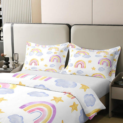 Regenbogen Bettwäsche Set 135x200cm Baumwolle Kinderzimmer