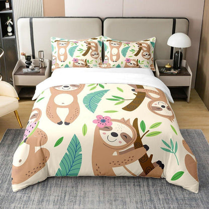 Kawaii Faultier Bettwäsche Set 135x200cm Baumwolle Kinderzimmer