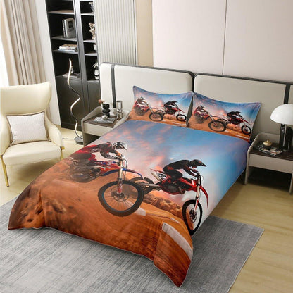Dirt Bike Bettwäsche Set 220x240cm – Baumwolle, Motocross Design
