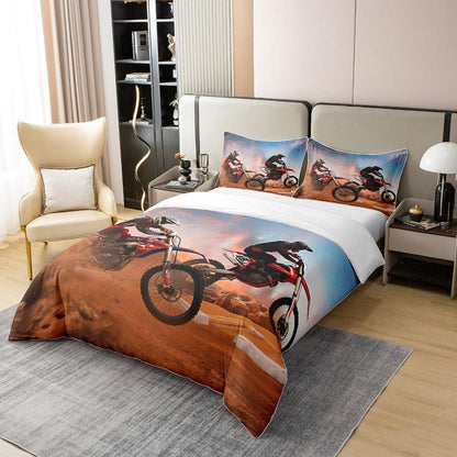 Dirt Bike Bettwäsche Set 220x240cm – Baumwolle, Motocross Design