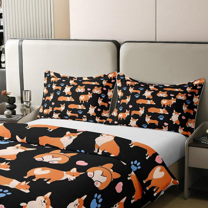 Corgi Bettwäsche Set 200x200cm Baumwolle Kawaii Tier Bettwäsche