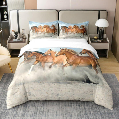 Baumwoll Bettwäsche Set Pferd 200x200cm mit Kissenbezügen