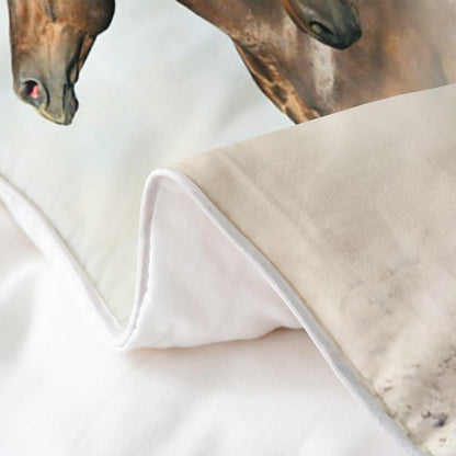 Baumwoll Bettwäsche Set Pferd 200x200cm mit Kissenbezügen