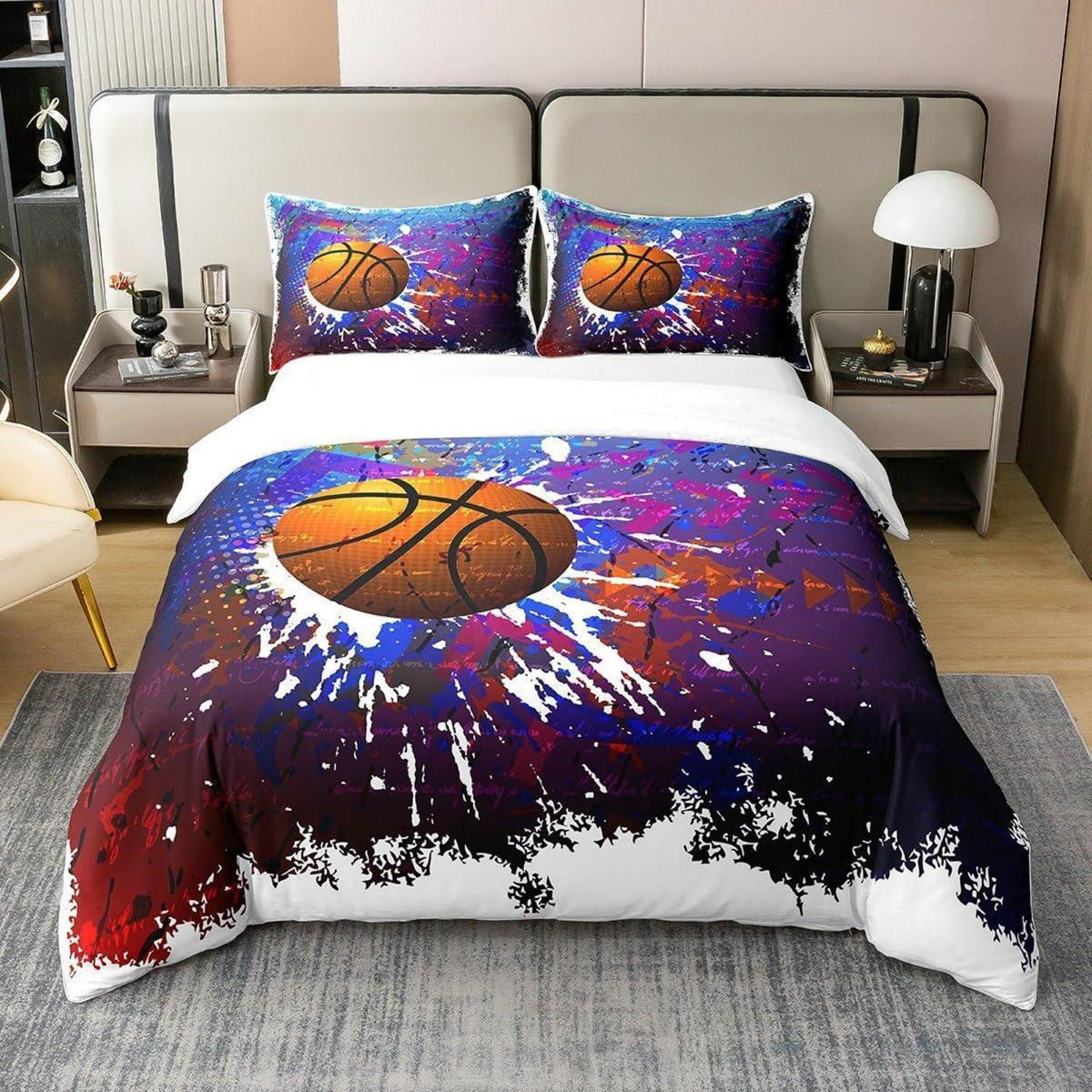 Basketball Bettwäsche Set 200x200cm – Baumwolle, Sports Design