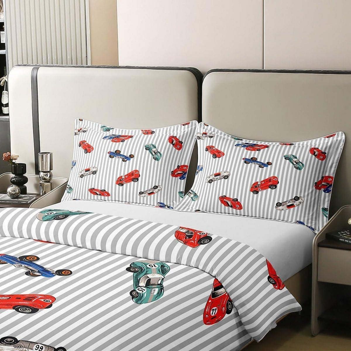 Rennwagen Bettwäsche Set 155x220cm – Baumwolle für Kinder Jungen