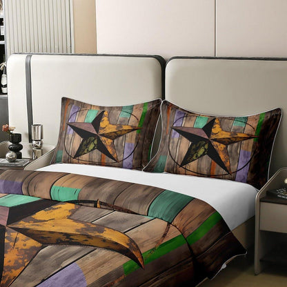 Rustikale Baumwoll Bettwäsche Set 200x200cm – Vintage Sternenmuster