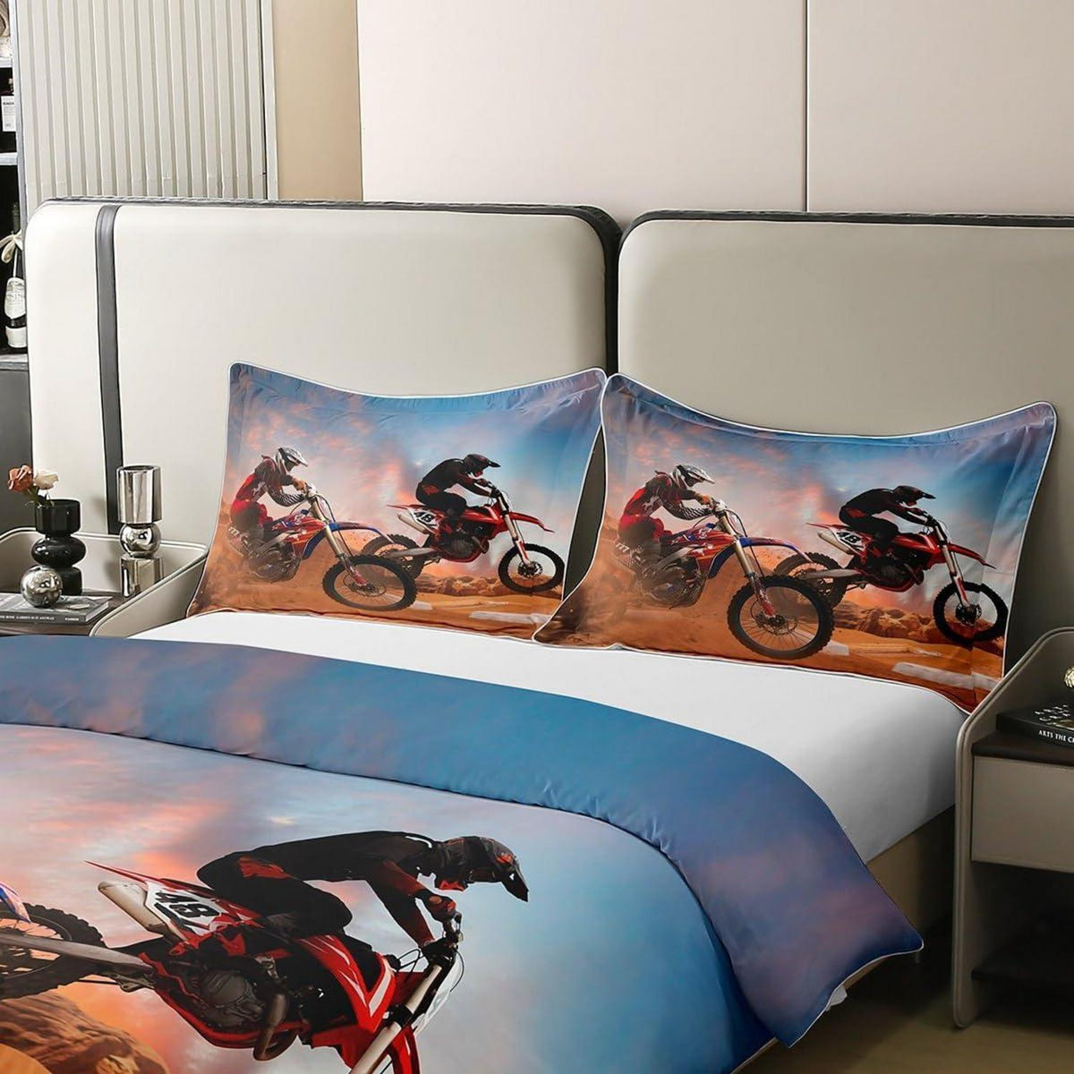 Dirt Bike Bettwäsche Set 200x200cm – Motorrad Bettwäsche für Jungen & Erwachsene