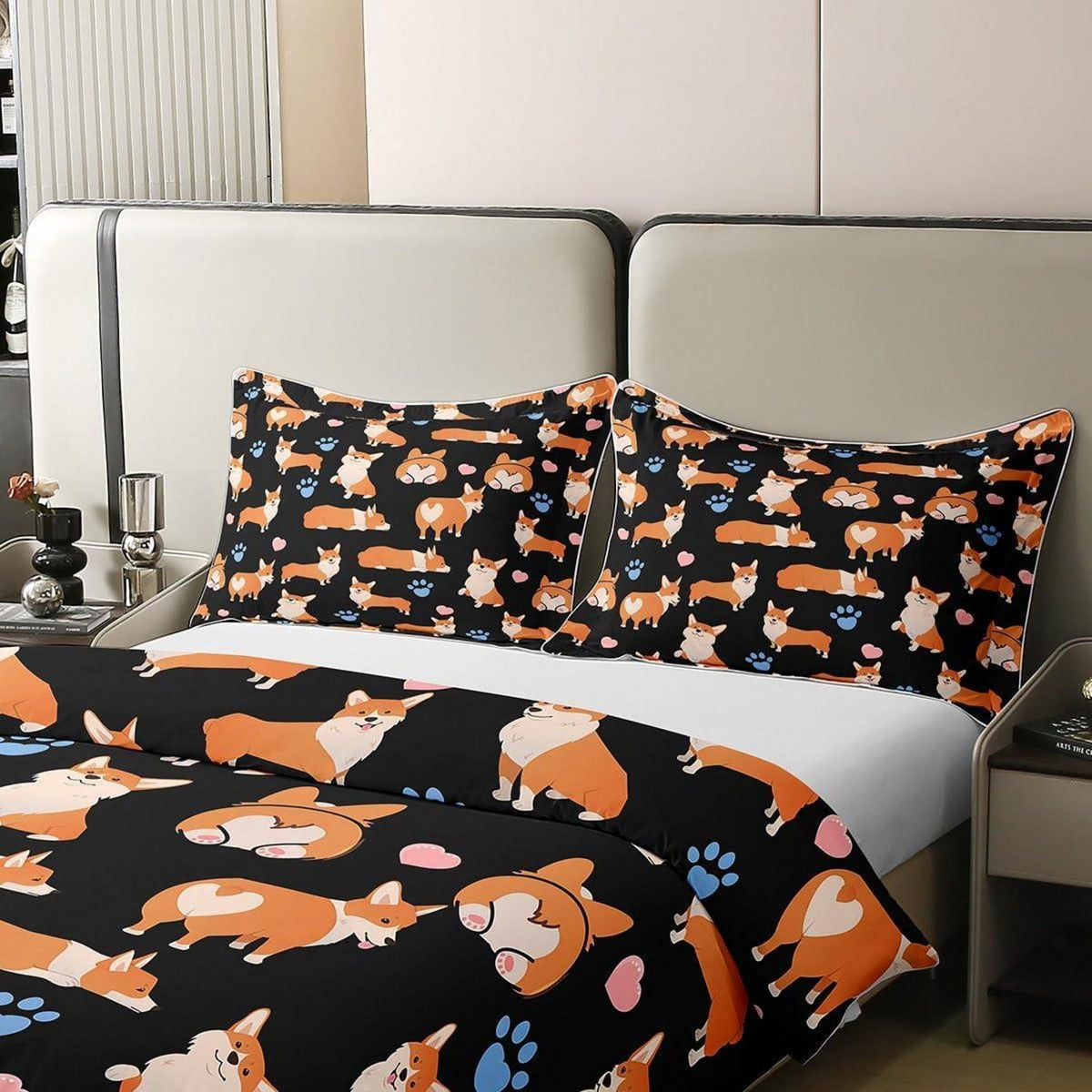 Corgi Bettwäsche Set 155x220cm Baumwolle Kawaii Tier Bettwäsche