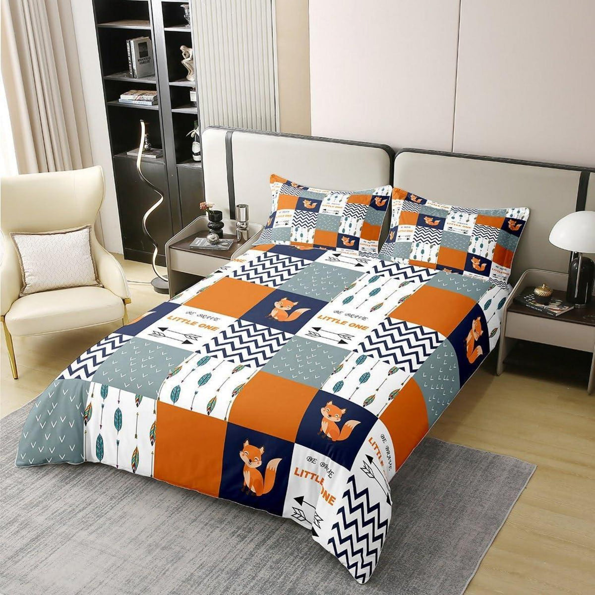 Fuchs Bettwäsche Set 200x200cm Baumwolle Kinderzimmer Boho