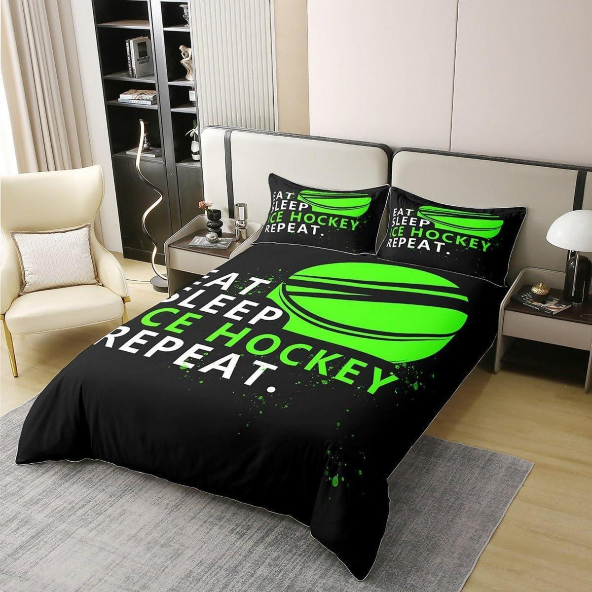 Eishockey Bettwäsche Set 220x240cm – Baumwolle, Kinderzimmer Dekor