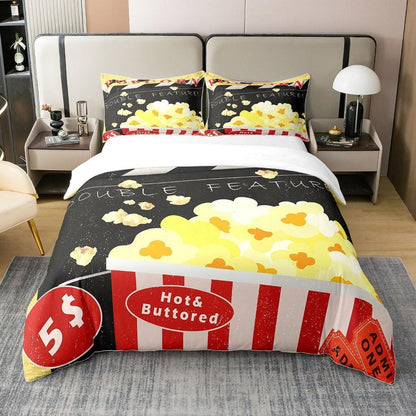 Kino Bettwäsche Set 135x200cm – Baumwolle Popcorn Design für Kinder