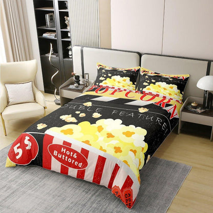Kino Bettwäsche Set 135x200cm – Baumwolle Popcorn Design für Kinder