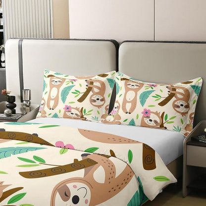 Kawaii Faultier Bettwäsche Set 155x220cm Baumwolle Kinderzimmer