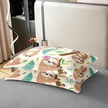 Kawaii Faultier Bettwäsche Set 155x220cm Baumwolle Kinderzimmer