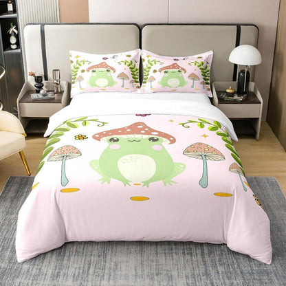 Süße Frosch & Pilz Bettwäsche Set 200x200cm Baumwolle