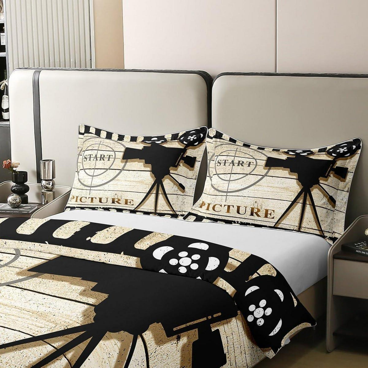 Baumwoll Bettwäsche Set 200x200cm – Vintage Kino Design