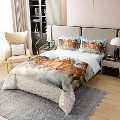 Baumwoll Bettwäsche Set Pferd 220x240cm mit Kissenbezügen
