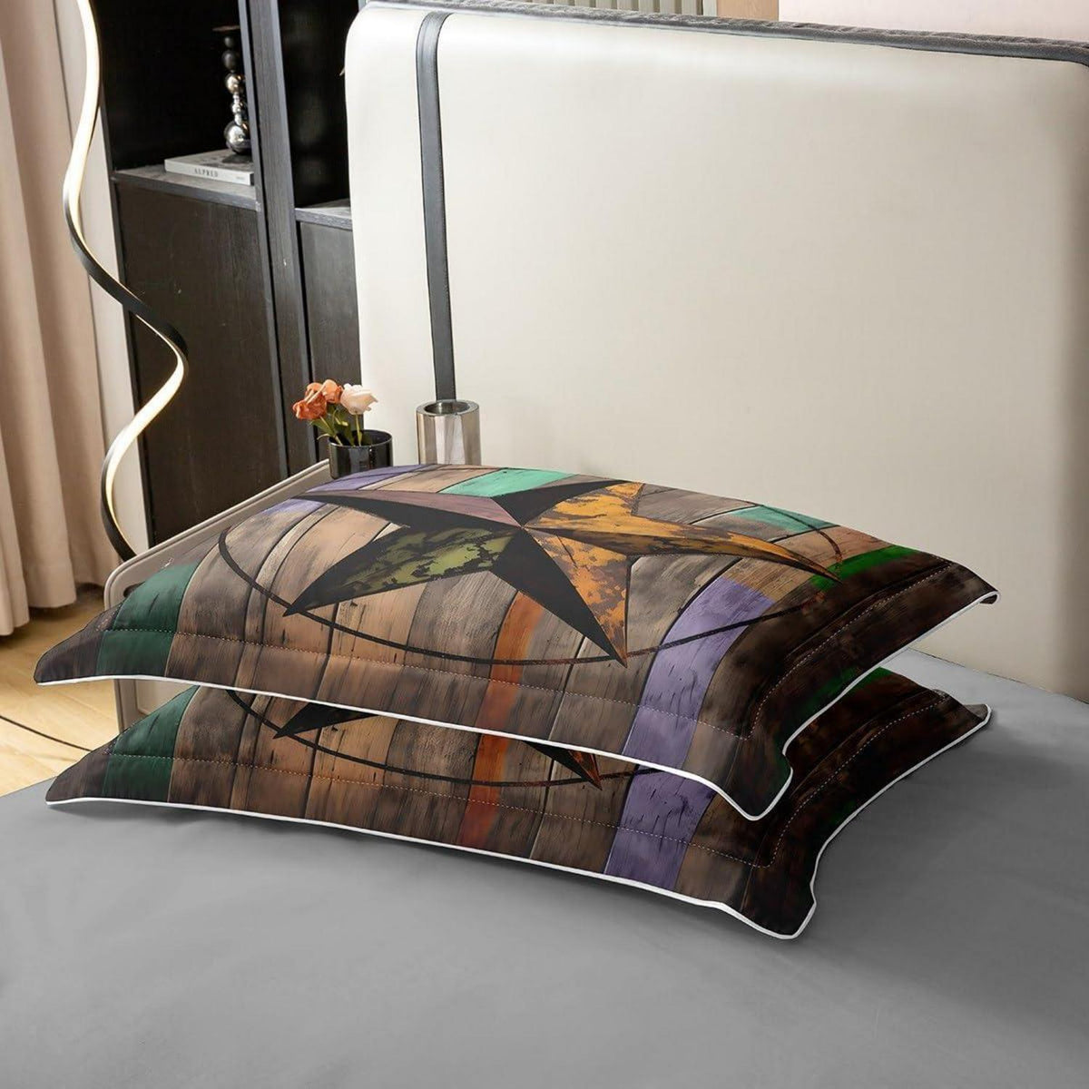 Rustikale Baumwoll Bettwäsche Set 155x220cm – Sternenmuster Vintage