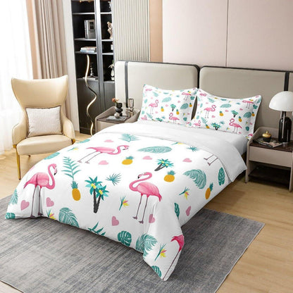 Tropische Flamingo Bettwäsche Set 135x200cm Baumwolle