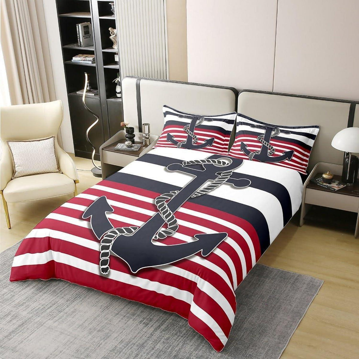Nautisches Bettwäsche-Set 220x240cm – Jungenzimmer Ozean Abenteuer