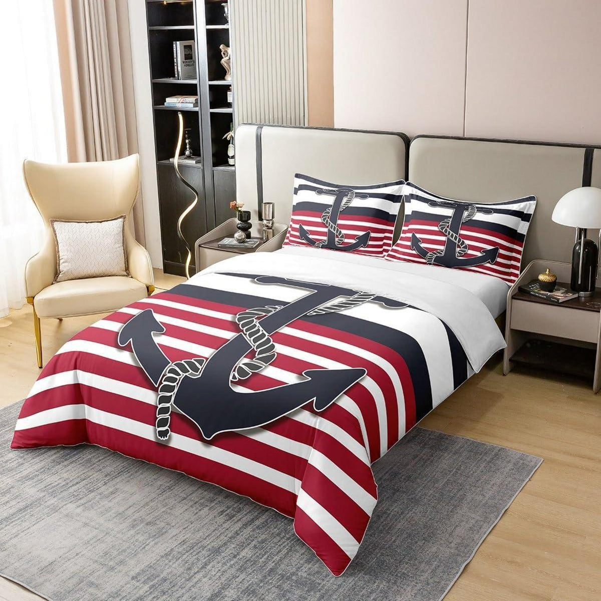 Nautisches Bettwäsche-Set 220x240cm – Jungenzimmer Ozean Abenteuer