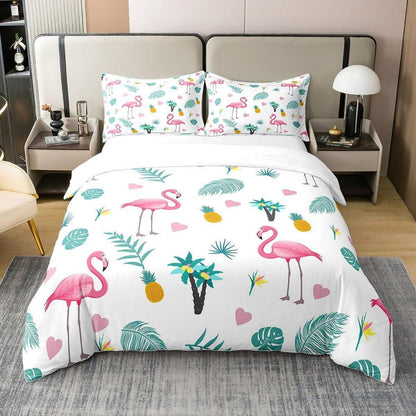 Tropische Flamingo Bettwäsche Set 155x220cm Baumwolle