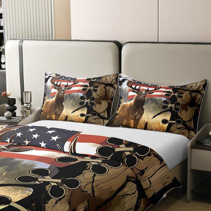 Baumwoll Bettwäsche Set Hirsch Motiv 155x220cm + 80x80cm